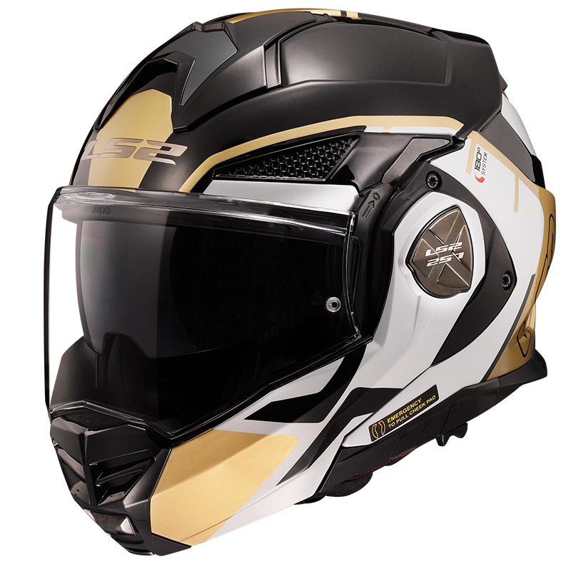 Casque de moto modulable LS2 FF901 Advant X Metryk noir-blanc-or 2 - II. qualité