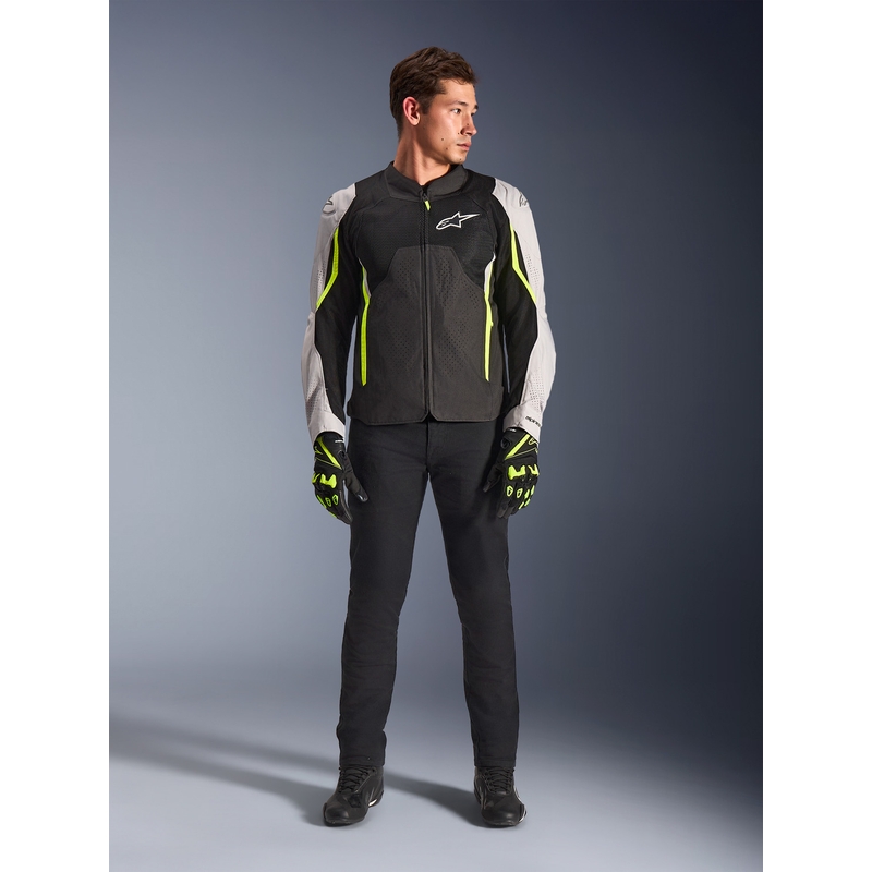 Blouson de moto Alpinestars AST V3 Air blanc-jaune fluo-noir