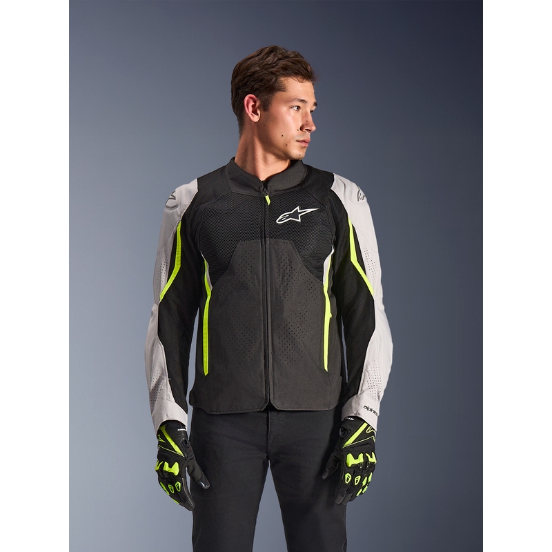 Blouson de moto Alpinestars AST V3 Air blanc-jaune fluo-noir