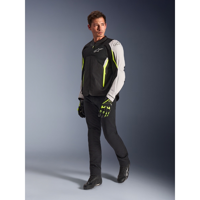 Blouson de moto Alpinestars AST V3 Air blanc-jaune fluo-noir