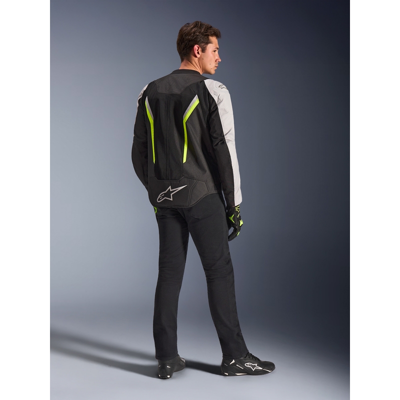 Blouson de moto Alpinestars AST V3 Air blanc-jaune fluo-noir