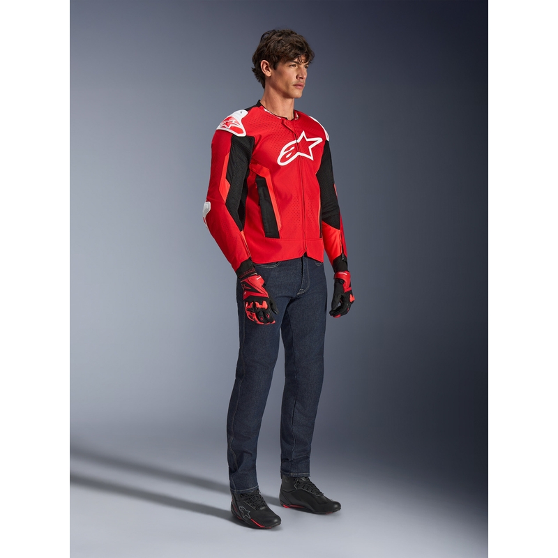 Blouson de moto Alpinestars T-GP Air rouge fluo, rouge, blanc et noir