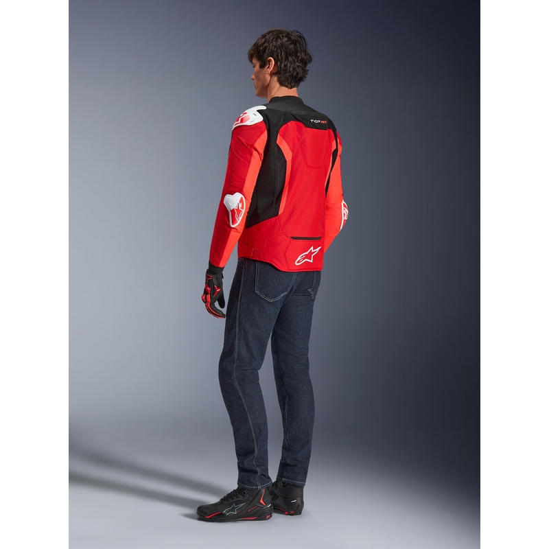 Blouson de moto Alpinestars T-GP Air rouge fluo, rouge, blanc et noir