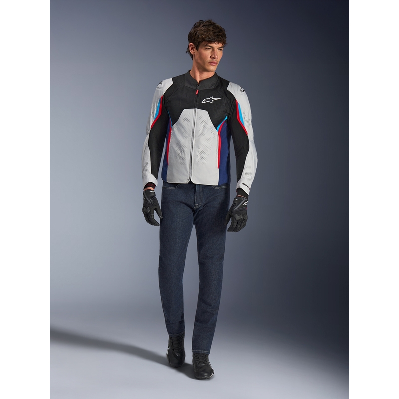 Blouson de moto Alpinestars AST V3 Air blanc-bleu-rouge-noir