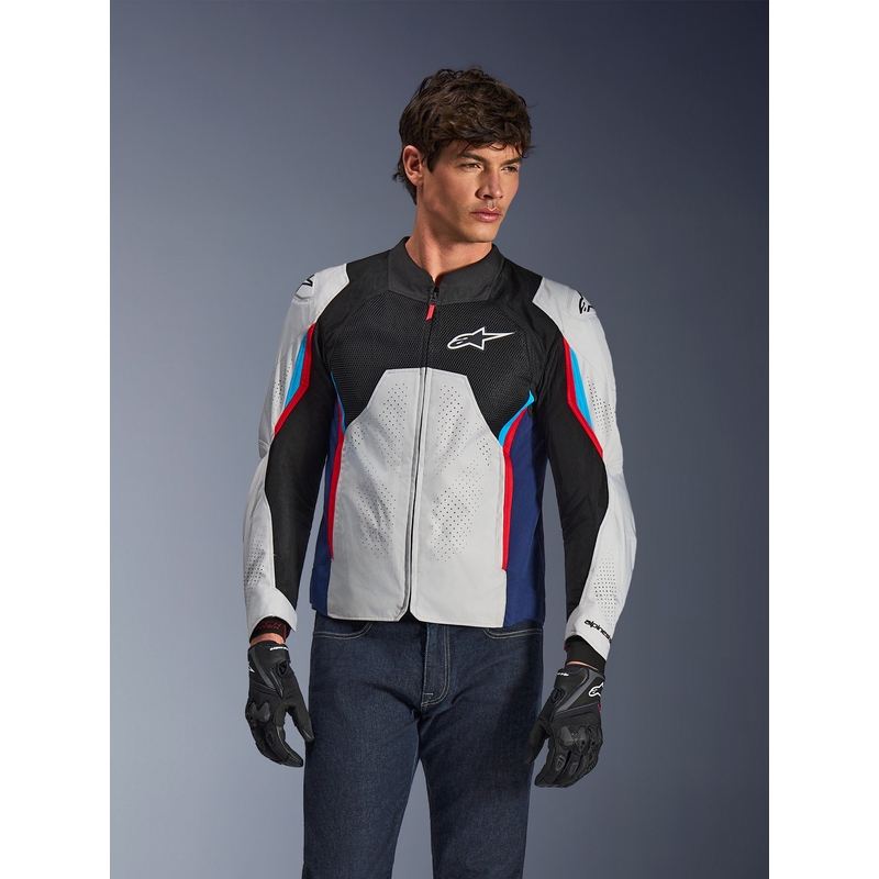 Blouson de moto Alpinestars AST V3 Air blanc-bleu-rouge-noir