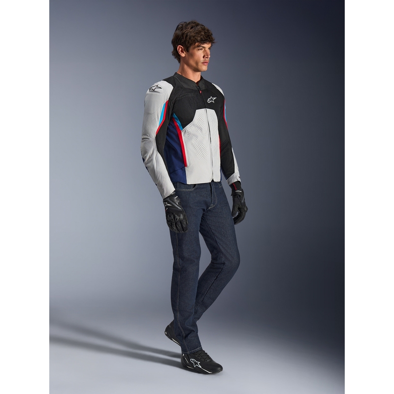 Blouson de moto Alpinestars AST V3 Air blanc-bleu-rouge-noir