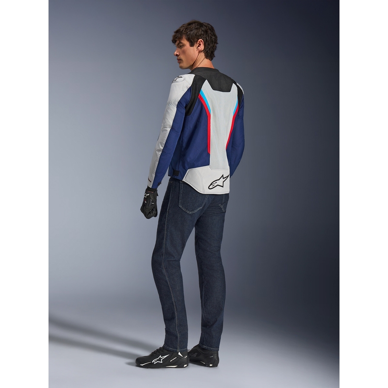 Blouson de moto Alpinestars AST V3 Air blanc-bleu-rouge-noir