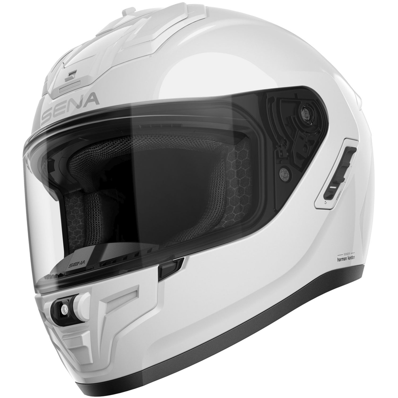 Casque intégral de moto avec système audio SENA Phantom ANC blanc brillant
