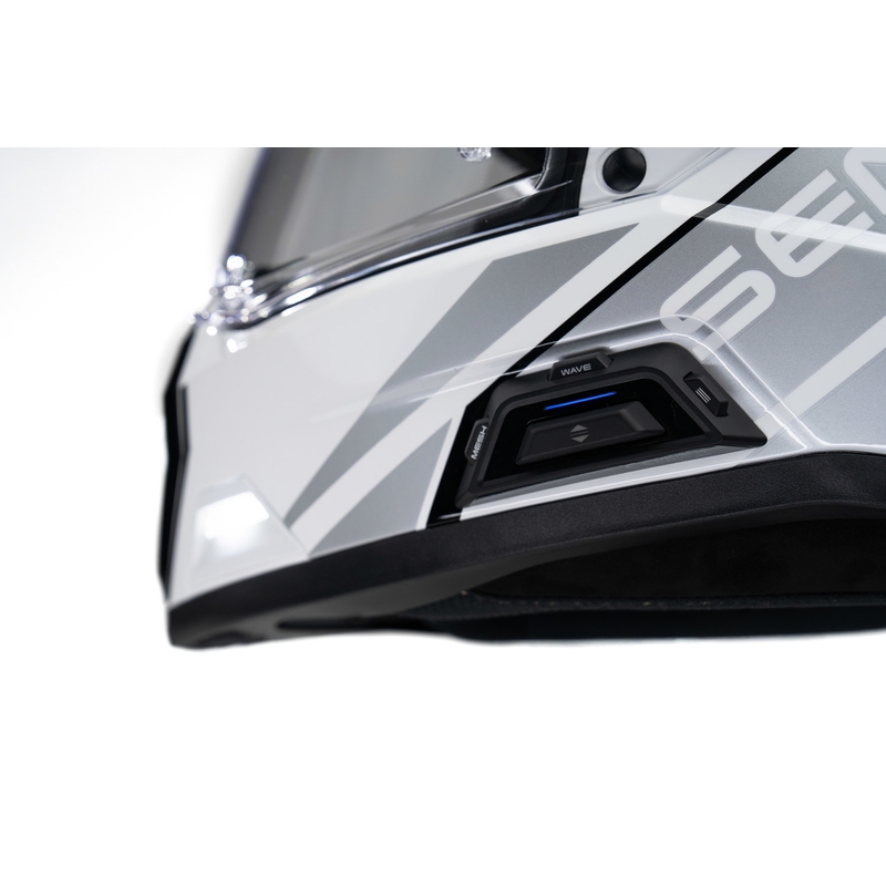 Casque de moto enduro avec système de communication SENA Outlander blanc brillant