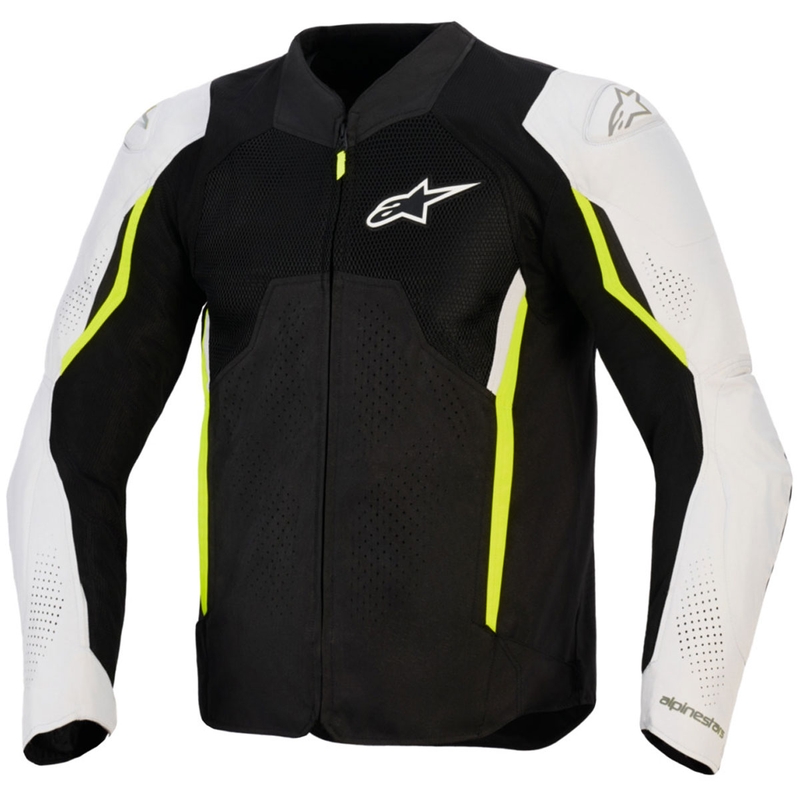 Blouson de moto Alpinestars AST V3 Air blanc-jaune fluo-noir