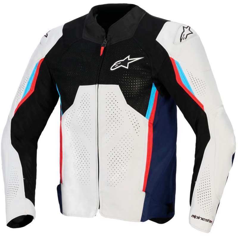 Blouson de moto Alpinestars AST V3 Air blanc-bleu-rouge-noir