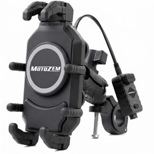 Support de téléphone anti-vibration avec chargeur sans fil et port USB-C MotoZem M26-C1 noir
