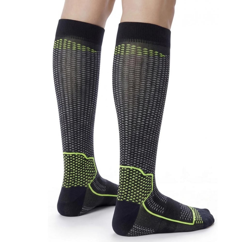 Chaussettes hautes fonctionnelles SIXS LONG V3 noir carbone jaune