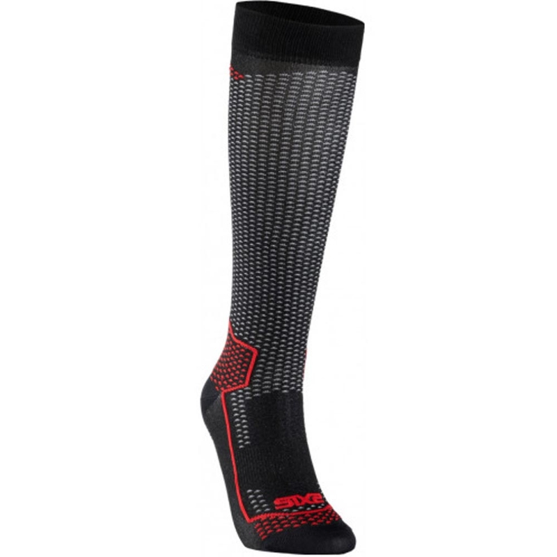 Chaussettes hautes fonctionnelles SIXS LONG V3 noir carbone rouge