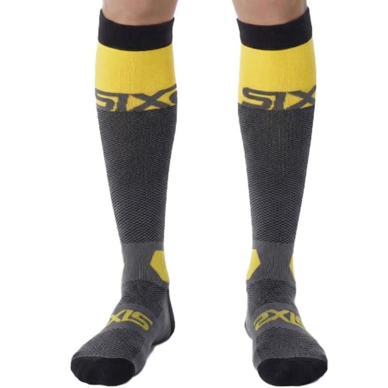 Chaussettes hautes fonctionnelles SIXS LONG RACING V2 gris foncé-jaune