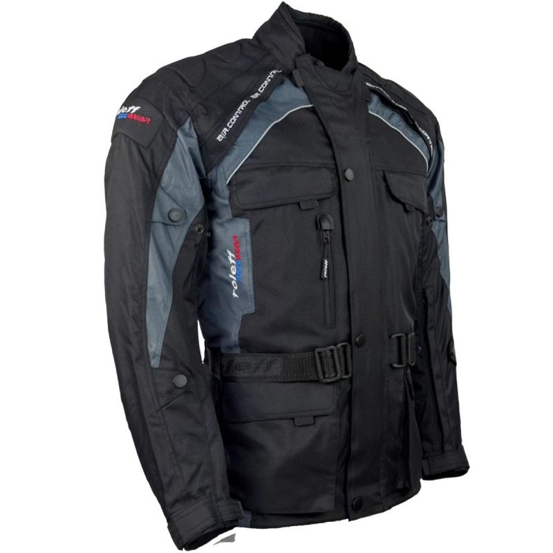 Veste de moto Roleff Liverpool noire-grise
