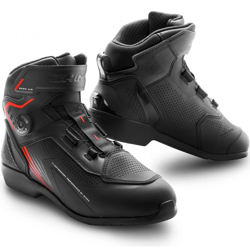 Bottes de moto Shima Enzo Air noires et rouges