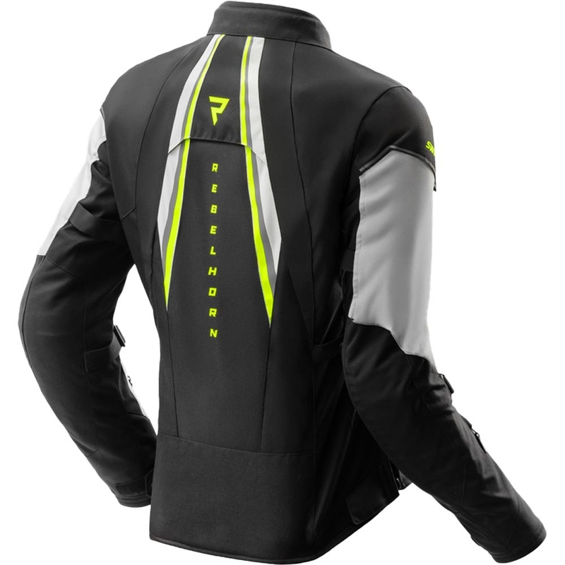 Veste de moto pour femme Rebelhorn Swift gris clair-jaune fluo