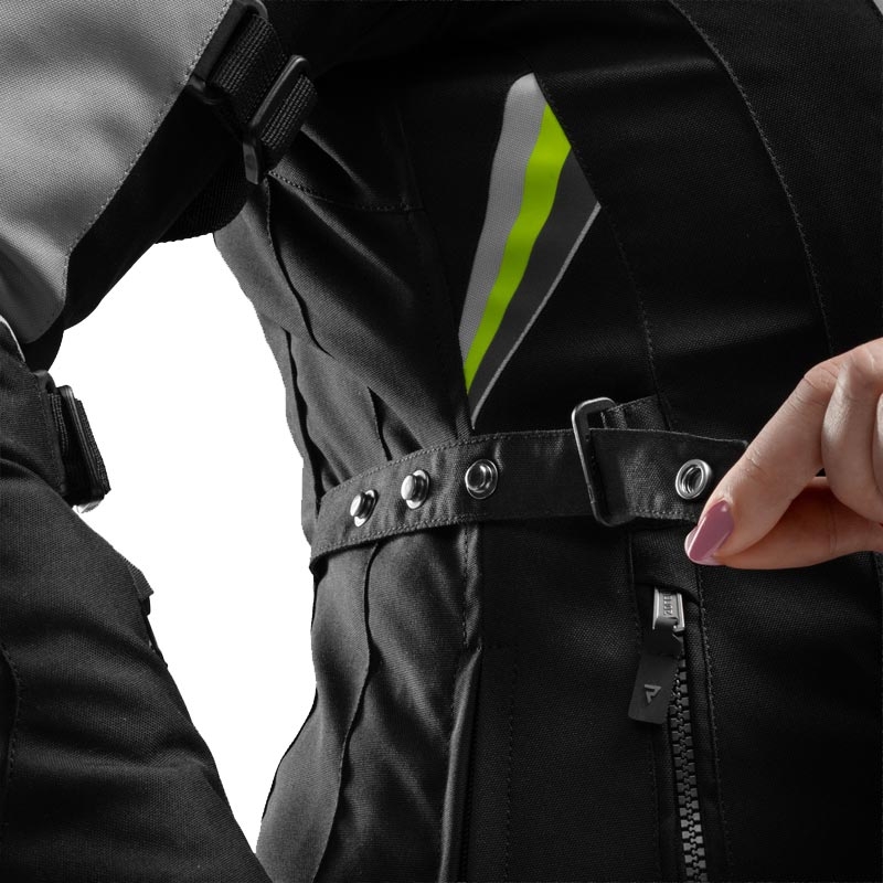 Veste de moto pour femme Rebelhorn Swift gris clair-jaune fluo