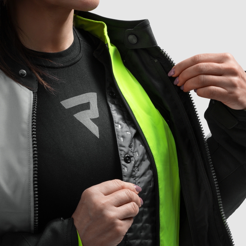 Veste de moto pour femme Rebelhorn Swift gris clair-jaune fluo