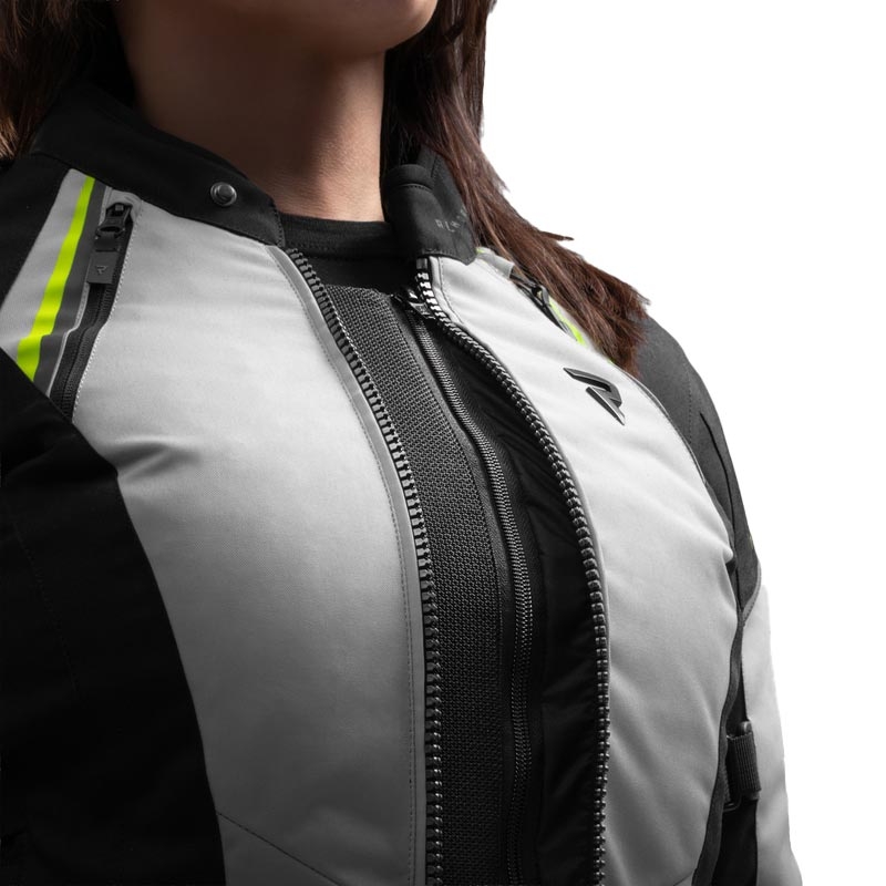 Veste de moto pour femme Rebelhorn Swift gris clair-jaune fluo