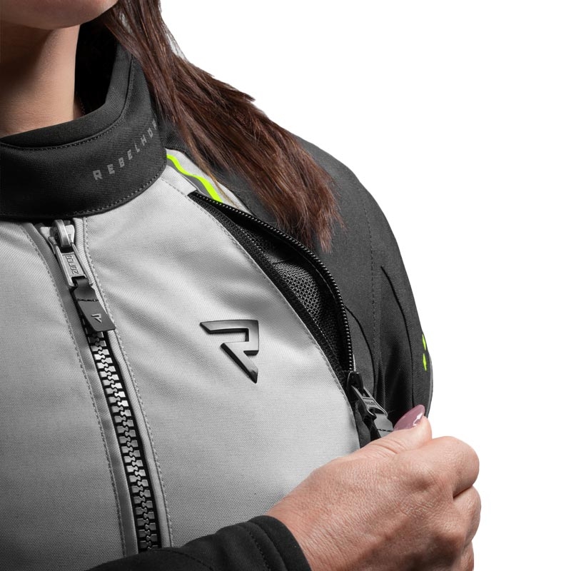 Veste de moto pour femme Rebelhorn Swift gris clair-jaune fluo