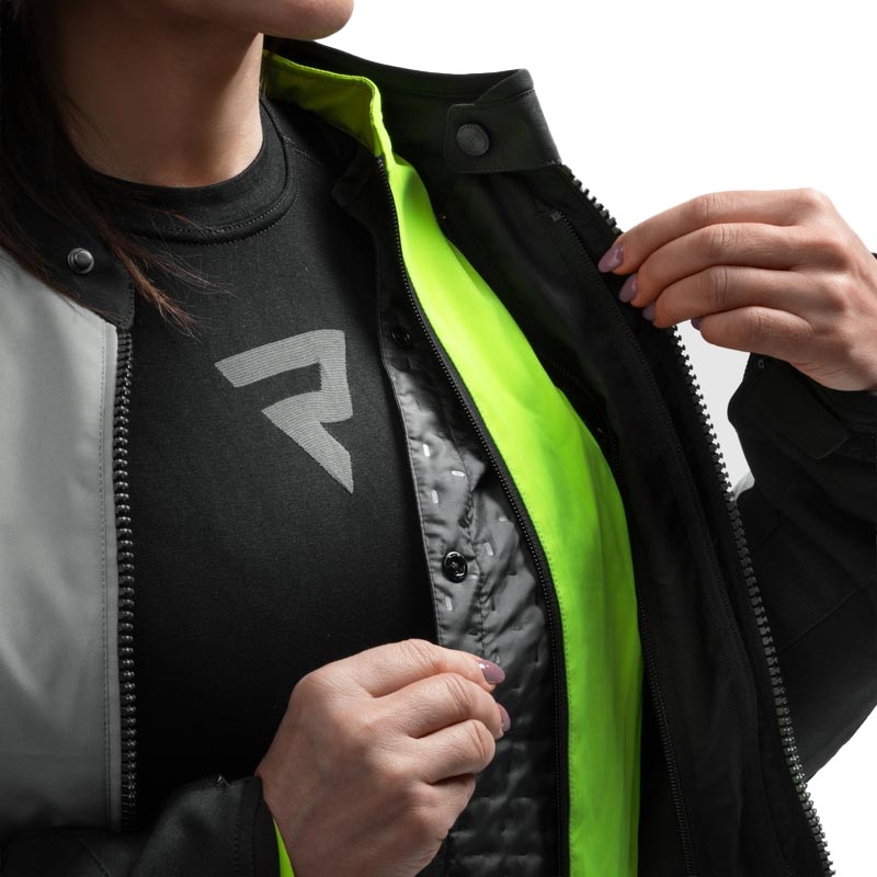 Veste de moto pour femme Rebelhorn Swift gris clair-jaune fluo