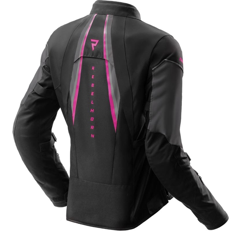 Veste de moto pour femme Rebelhorn Swift noir-gris-rose