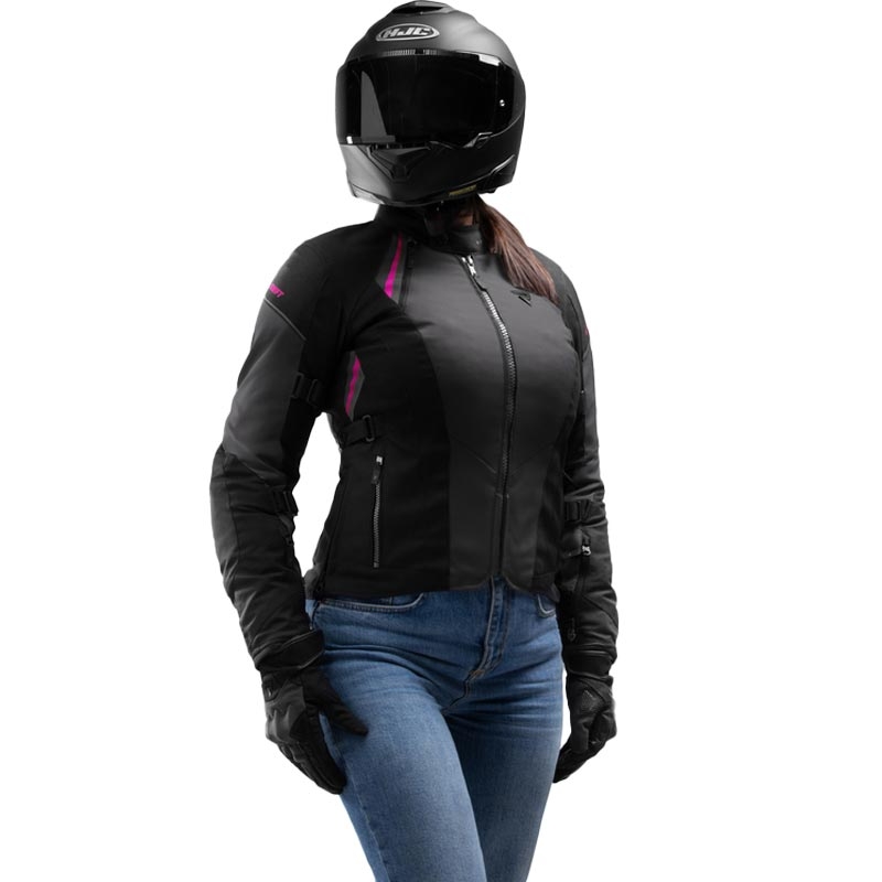 Veste de moto pour femme Rebelhorn Swift noir-gris-rose