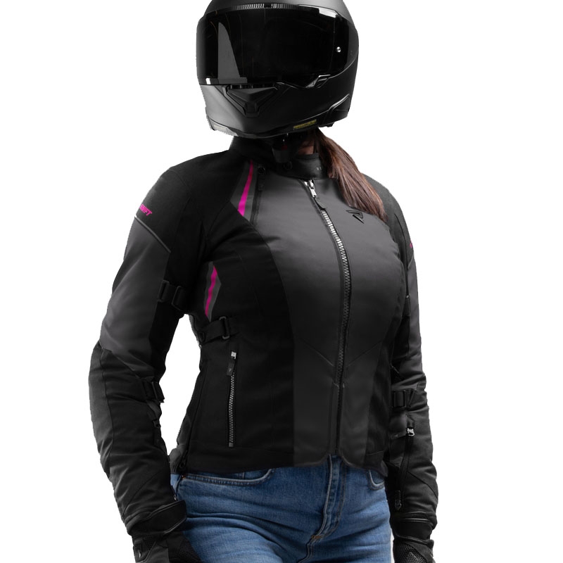Veste de moto pour femme Rebelhorn Swift noir-gris-rose