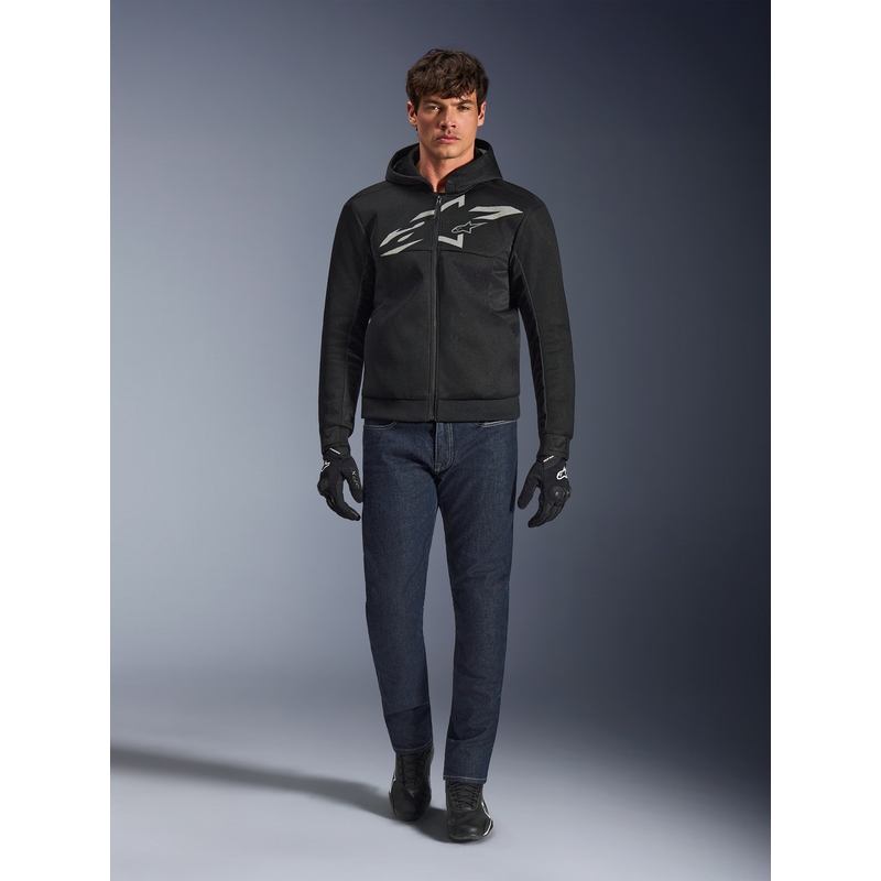 Sweat-shirt de moto Alpinestars Chrome Superairflow noir-gris foncé-blanc