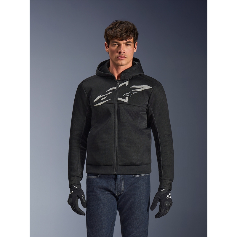 Sweat-shirt de moto Alpinestars Chrome Superairflow noir-gris foncé-blanc