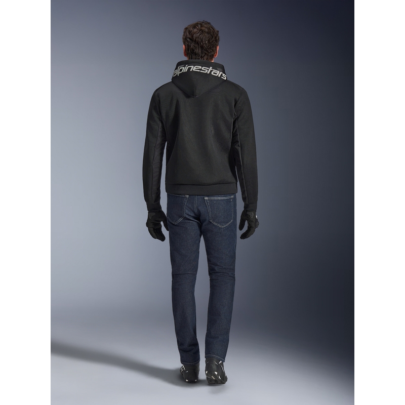 Sweat-shirt de moto Alpinestars Chrome Superairflow noir-gris foncé-blanc