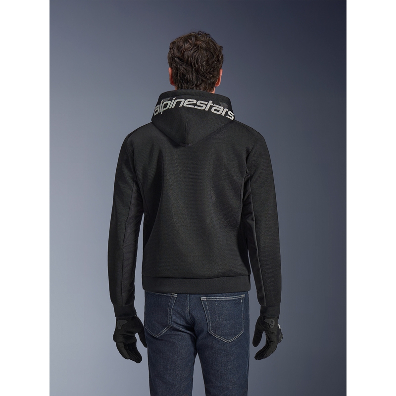 Sweat-shirt de moto Alpinestars Chrome Superairflow noir-gris foncé-blanc