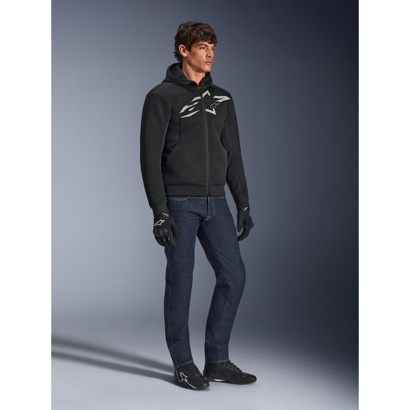Sweat-shirt de moto Alpinestars Chrome Superairflow noir-gris foncé-blanc