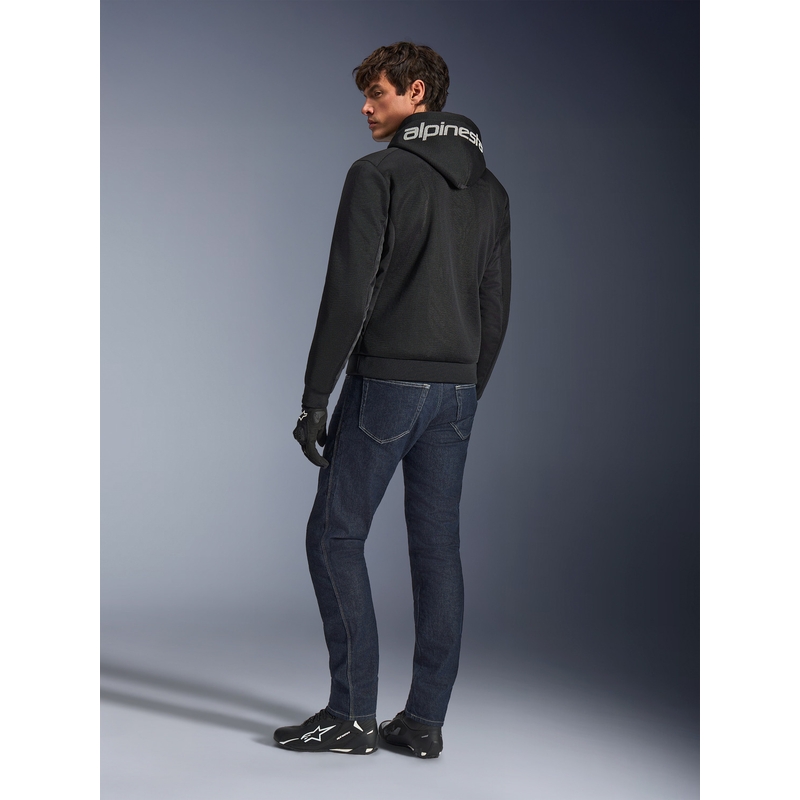 Sweat-shirt de moto Alpinestars Chrome Superairflow noir-gris foncé-blanc