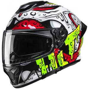 Casque intégral de moto HJC C71 Squeeze MC41 blanc-jaune-rouge