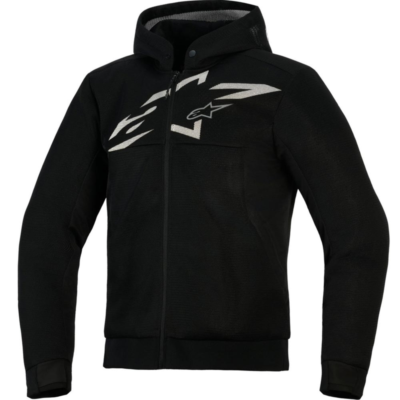 Sweat-shirt de moto Alpinestars Chrome Superairflow noir-gris foncé-blanc