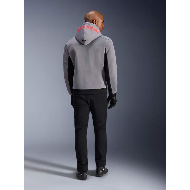 Sweat-shirt de moto Alpinestars Chrome Superairflow noir-gris clair-rouge fluo