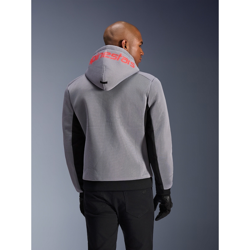 Sweat-shirt de moto Alpinestars Chrome Superairflow noir-gris clair-rouge fluo
