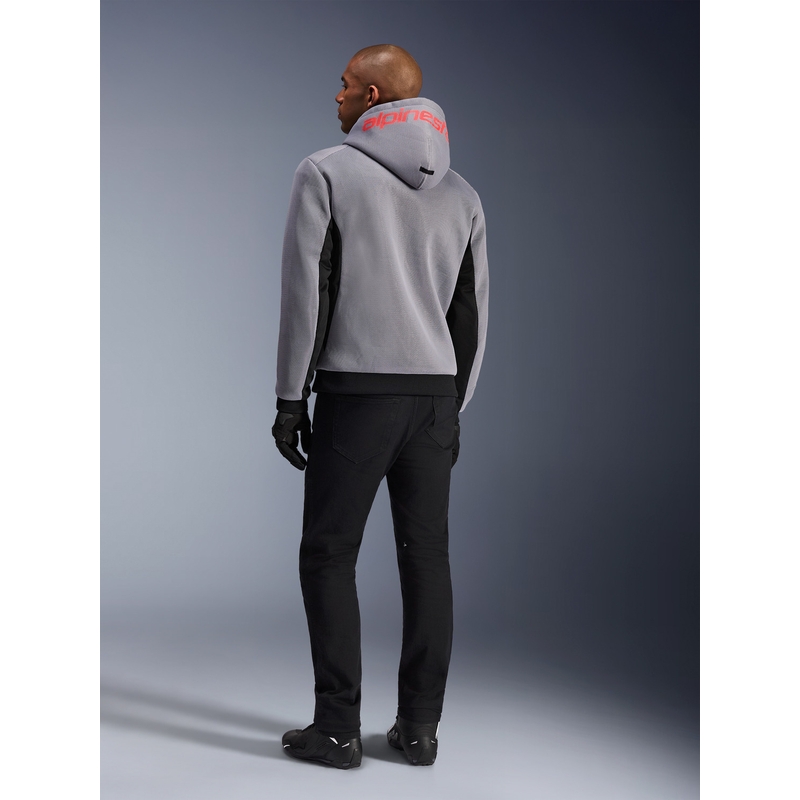 Sweat-shirt de moto Alpinestars Chrome Superairflow noir-gris clair-rouge fluo