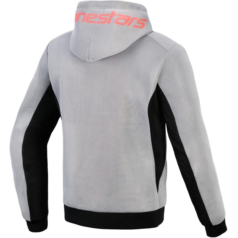 Sweat-shirt de moto Alpinestars Chrome Superairflow noir-gris clair-rouge fluo
