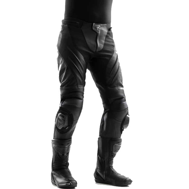 Pantalon de moto en cuir noir Rebelhorn Inferno