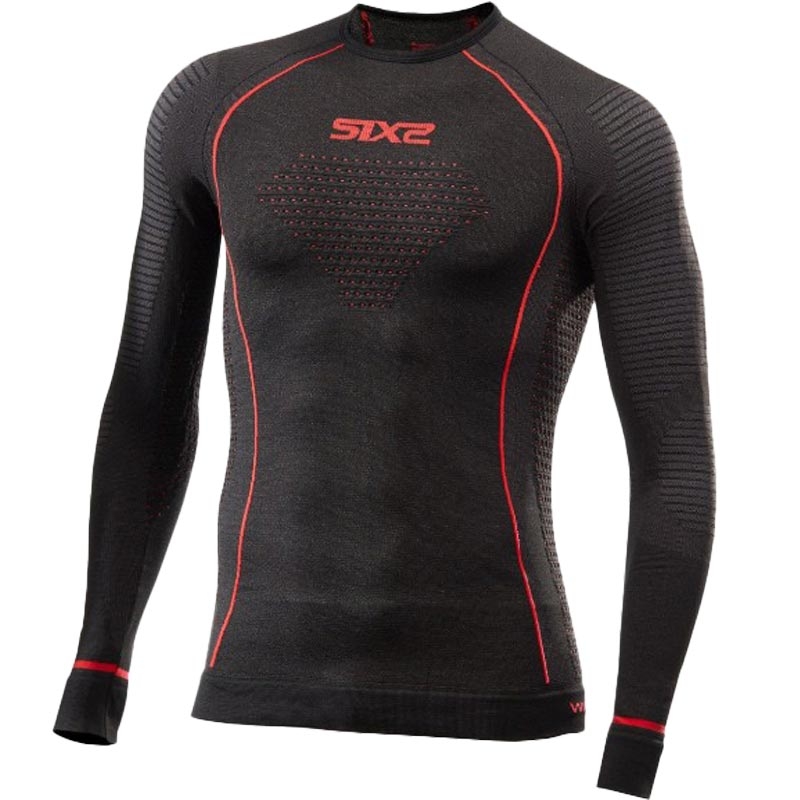 T-shirt fonctionnel à manches longues SIXS TS2W CU noir-rouge