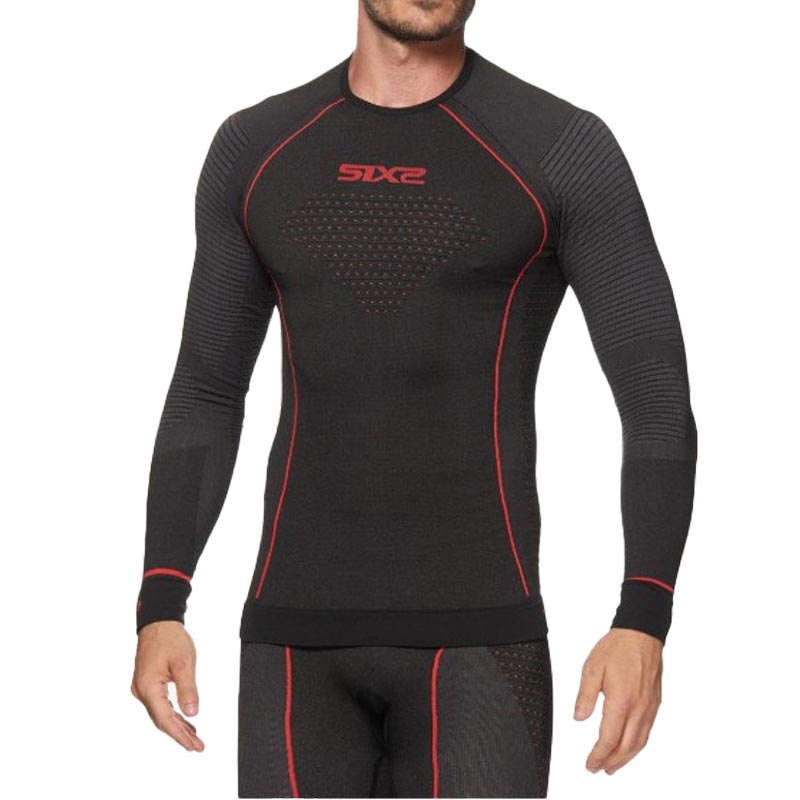 T-shirt fonctionnel à manches longues SIXS TS2W CU noir-rouge