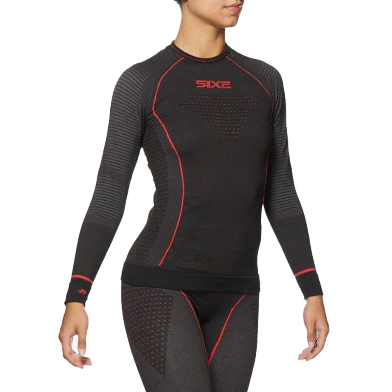 T-shirt fonctionnel à manches longues SIXS TS2W CU noir-rouge