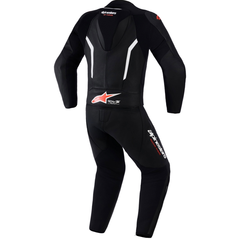 Combinaison Alpinestars GP Force V2 deux pièces en cuir noir-blanc-rouge fluo