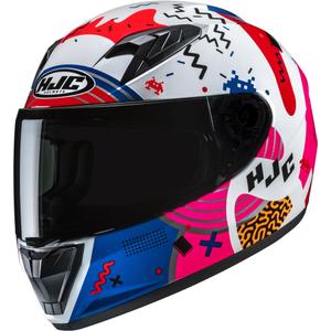 Casque intégral de moto pour enfant HJC Y10 Mika MC28 blanc-rose-bleu
