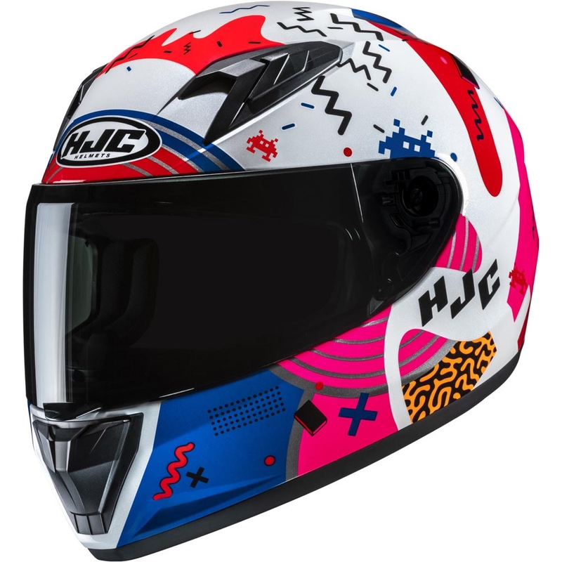 Casque intégral de moto pour enfant HJC Y10 Mika MC28 blanc-rose-bleu