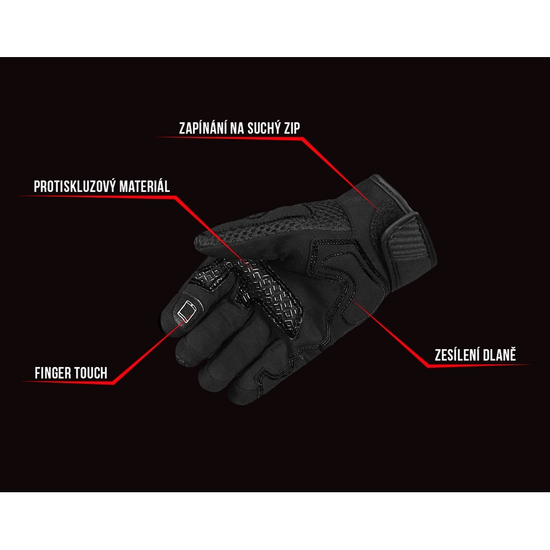 Gants de moto Street Racer Stunt noirs